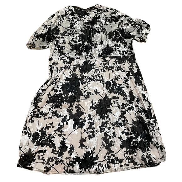 Maree Pour Toi Sheer Pink Black White Floral Burnout Collared Shirt Dress Sz 26 - Picture 5 of 5